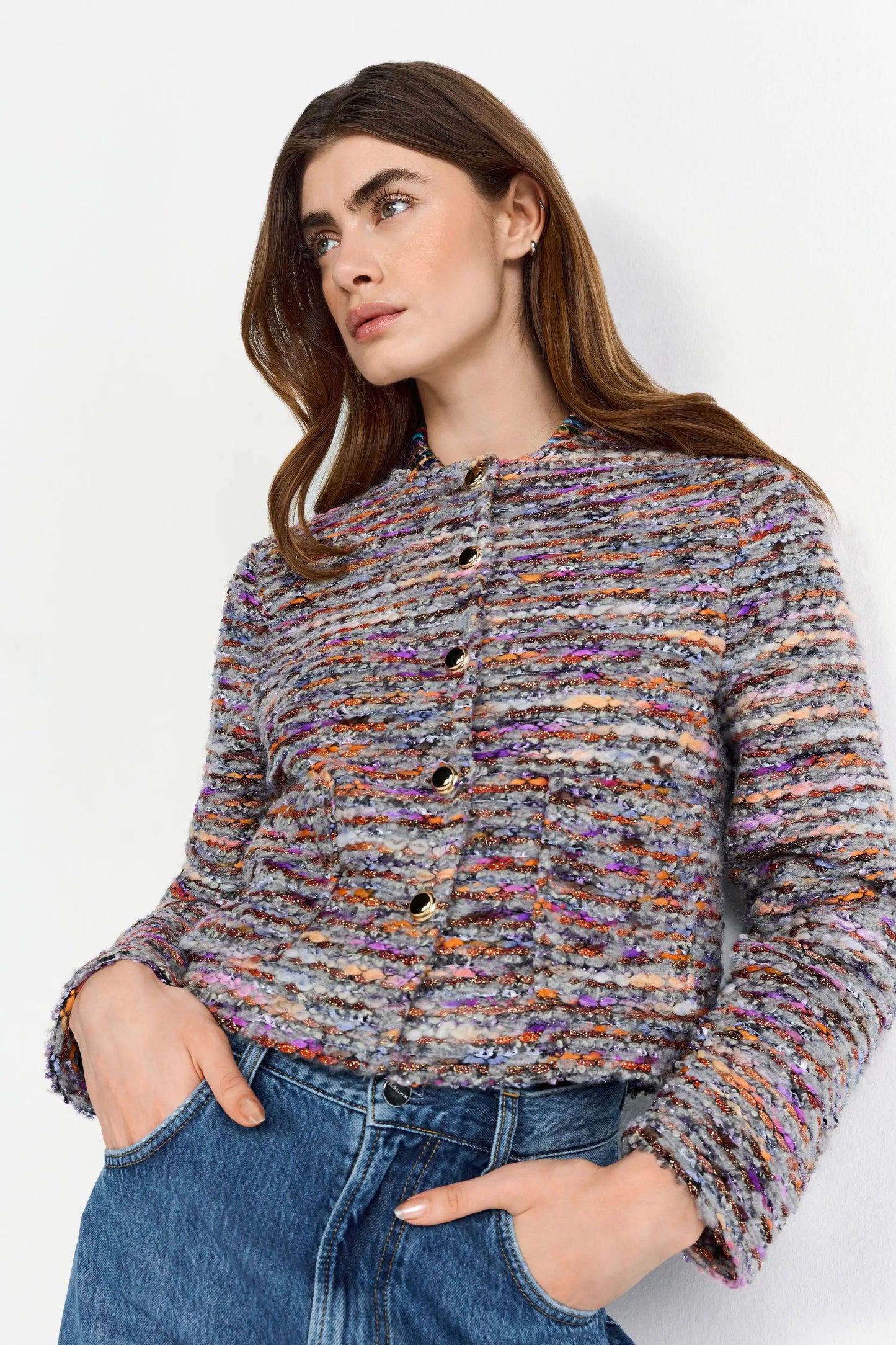 Rich & Royal Bouclé-Jacke Mehrfarbig