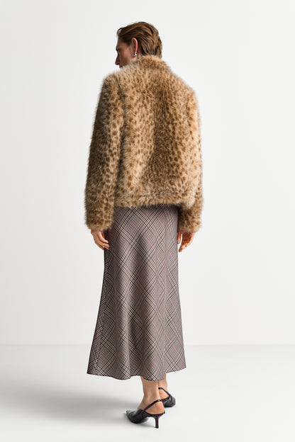 Rich & Royal Marbled Faux Fur Jacket caffee latte
