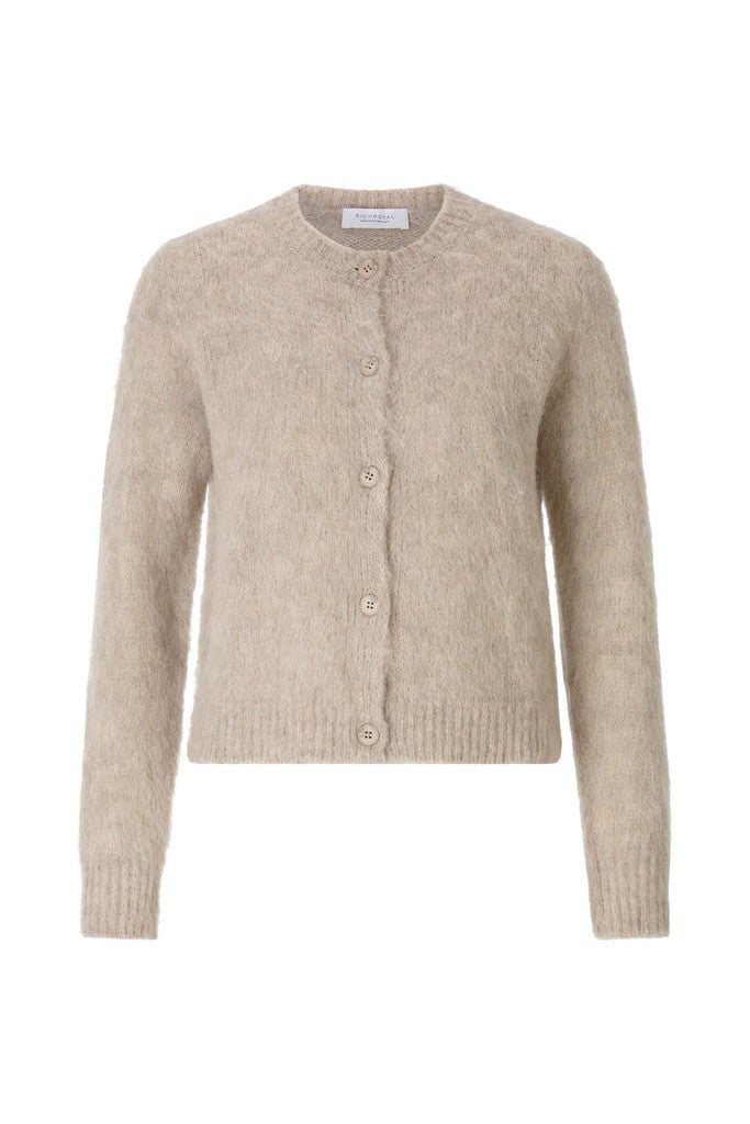 Rich & Royal Cardigan-Set mit Rundhalsausschnitt in Caffe Latte