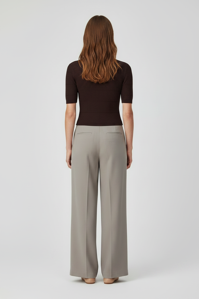 Rich & Royal Merino Rib Kurzarmshirt Schokobraun