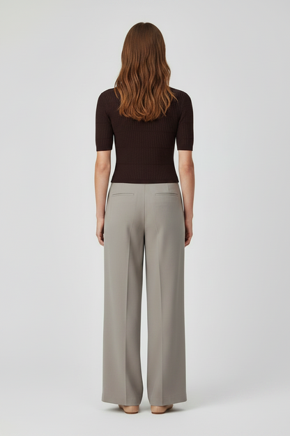 Rich & Royal Merino Rib Kurzarmshirt Schokobraun