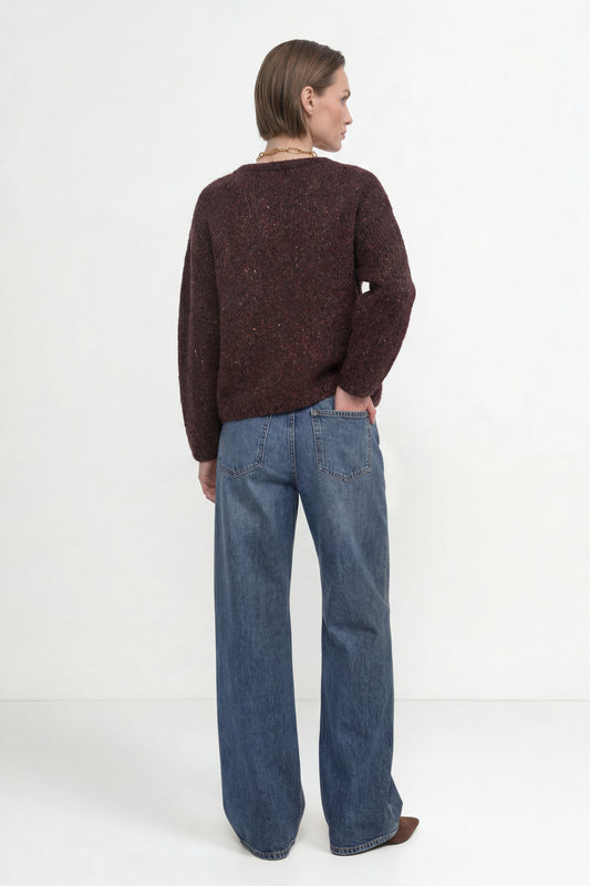 Rich & Royal Seamless Neps Yarn Crew – chocolate torte