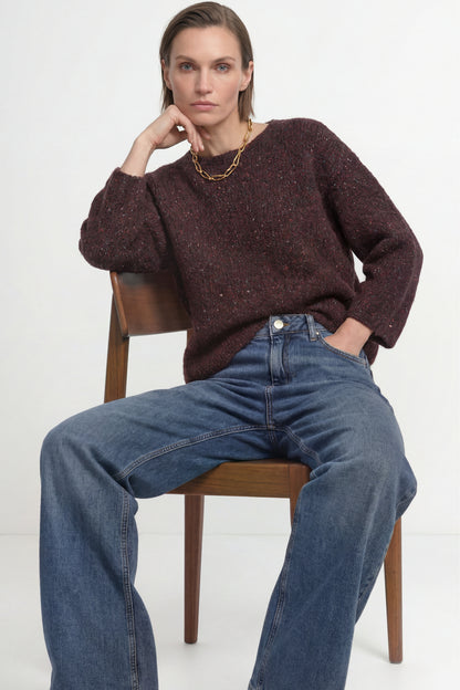 Rich & Royal Seamless Neps Yarn Crew – chocolate torte