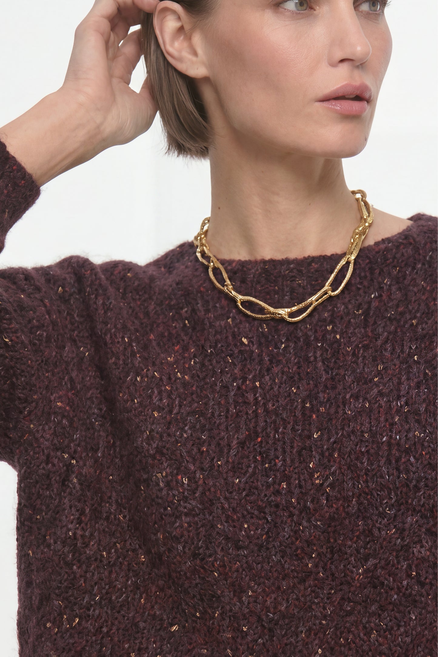 Rich & Royal Seamless Neps Yarn Crew – chocolate torte