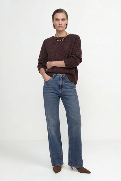 Rich & Royal Seamless Neps Yarn Crew – chocolate torte