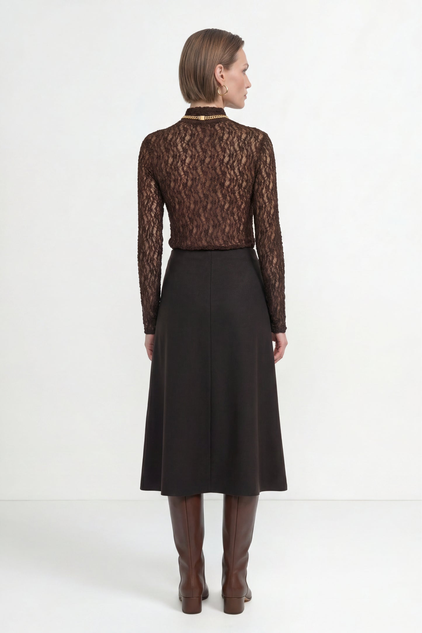 Rich & Royal Jersey Lace Turtleneck Longsleeve – chocolate torte