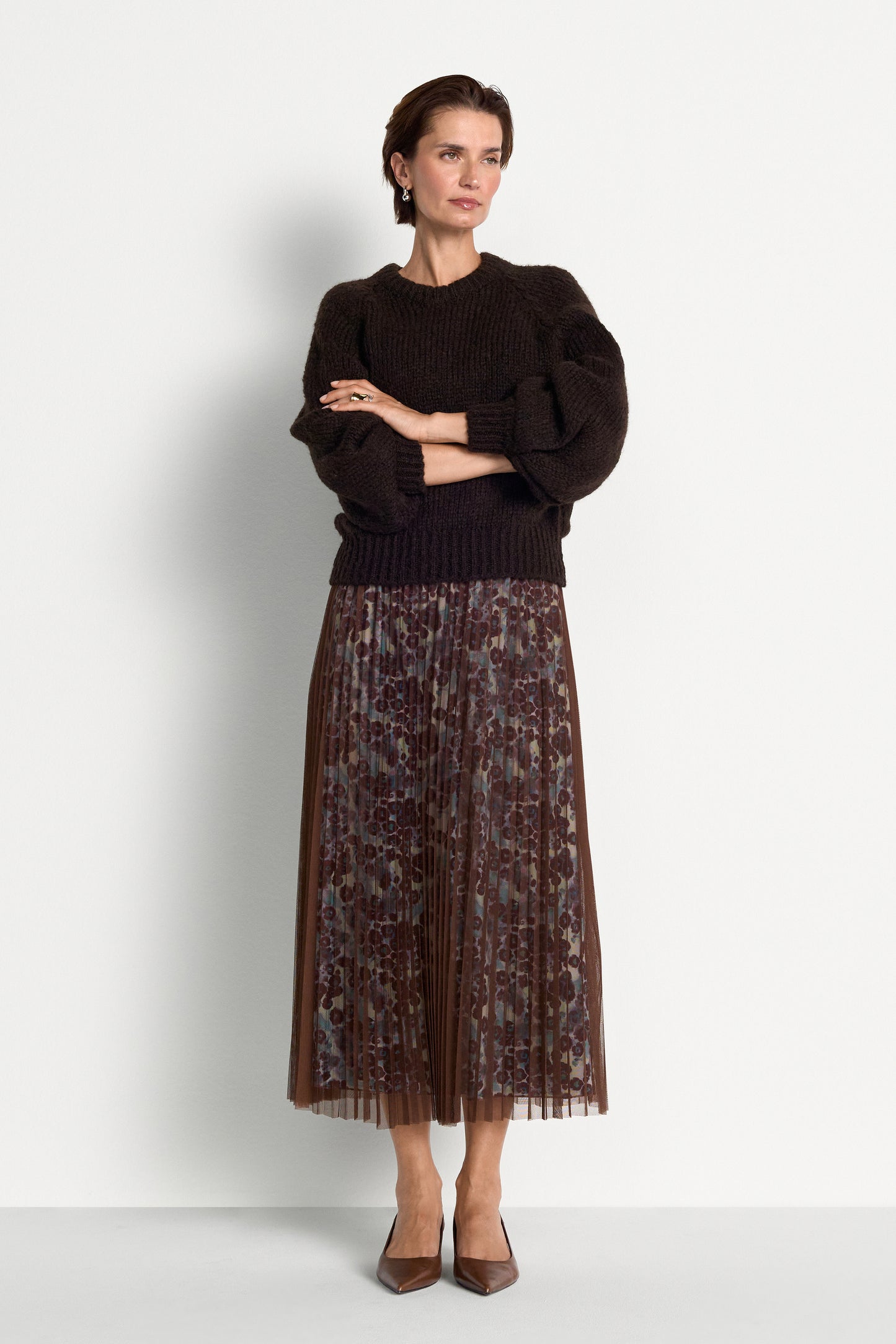 Rich & Royal Tulle Plisse Skirt – chocolate torte