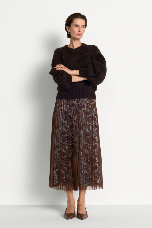 Rich & Royal Tulle Plisse Skirt – chocolate torte