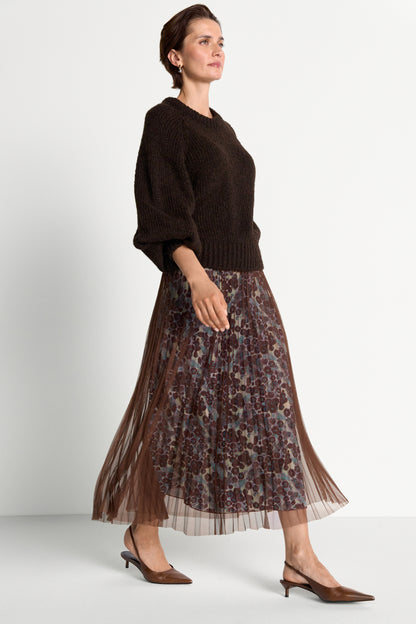 Rich & Royal Tulle Plisse Skirt – chocolate torte