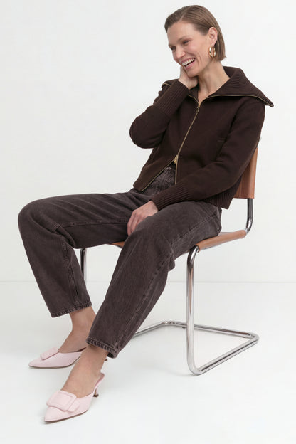 Rich & Royal Brown Long Barrel Jeans chocolate torte