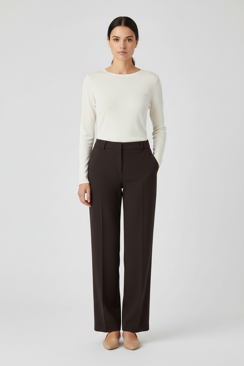 Rich & Royal Cropped Straight Hose in Chocolate Torte