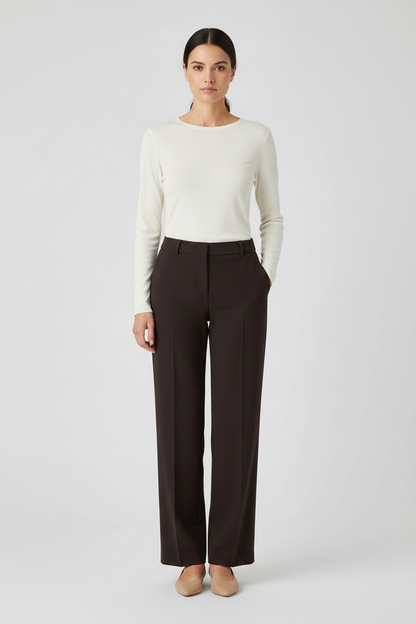 Rich & Royal Cropped Straight Hose in Chocolate Torte