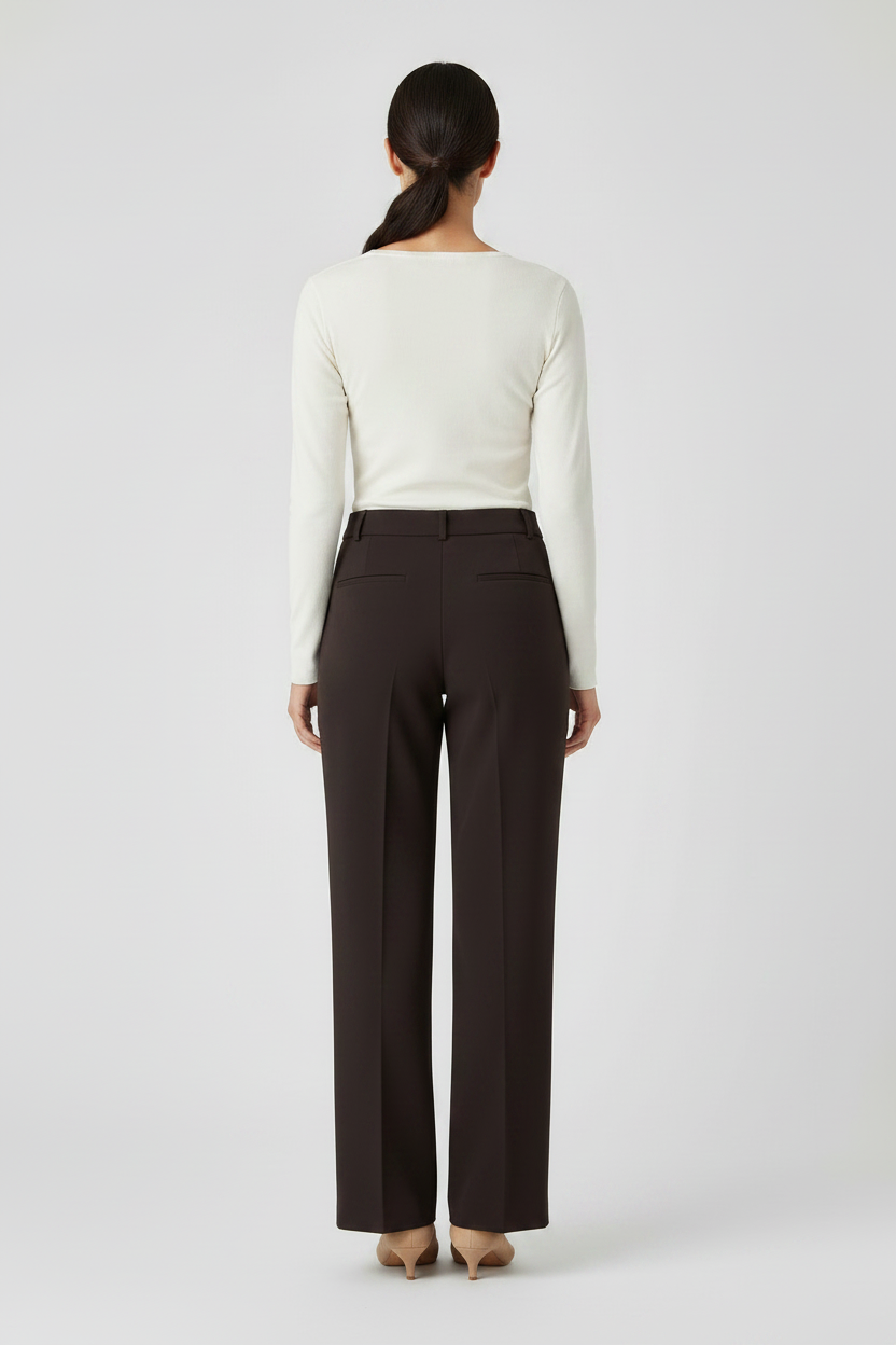 Rich & Royal Cropped Straight Hose in Chocolate Torte