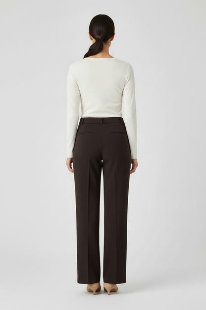 Rich & Royal Cropped Straight Hose in Chocolate Torte