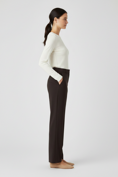 Rich & Royal Cropped Straight Hose in Chocolate Torte