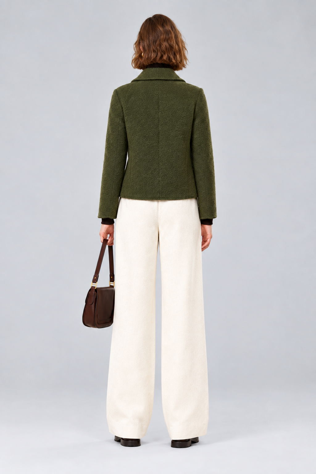 Rich & Royal Zweireihige Faux Shearling Jacke in Golden Moss