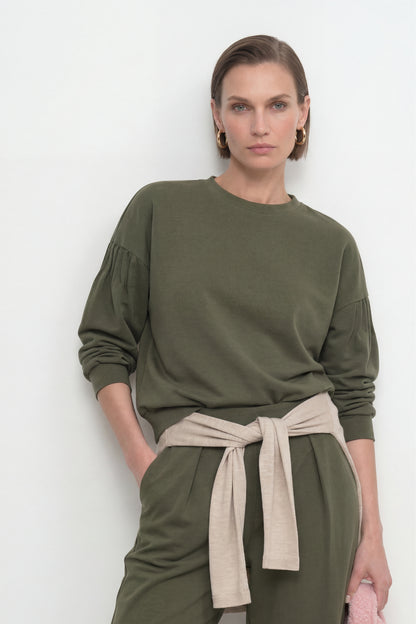 Rich & Royal Plissee-Shirt T Peach Blattgrün