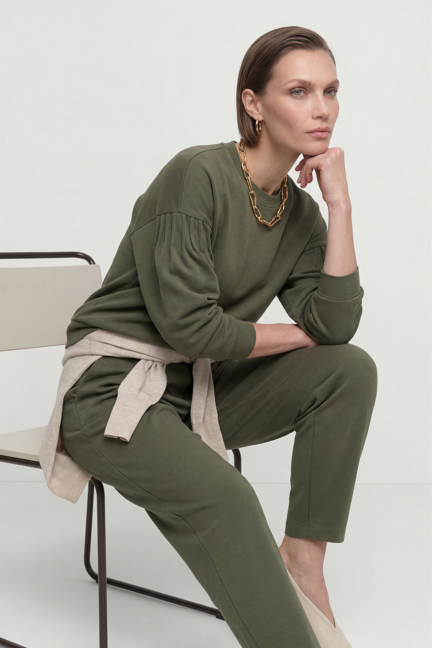 Rich & Royal Plissee-Shirt T Peach Blattgrün