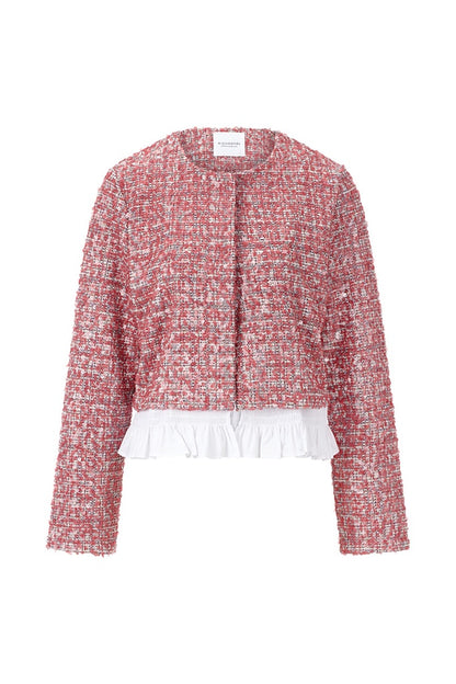 Rich & Royal Sequin Jacket with Peplum in Powder Rosé