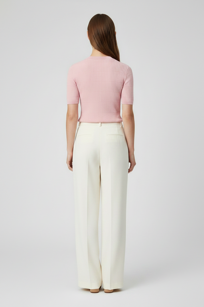 Rich & Royal Merino Rib Kurzarmshirt Puderrosa