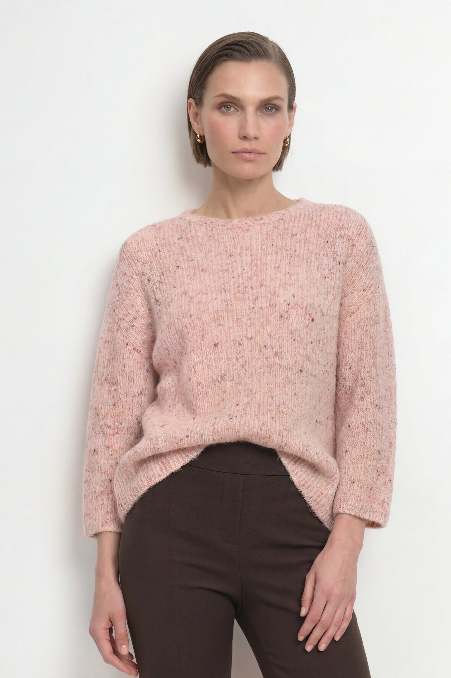 Rich & Royal Seamless Neps Yarn Crew – powder rosé