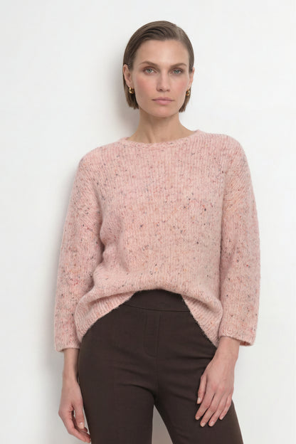 Rich & Royal Seamless Neps Yarn Crew – powder rosé