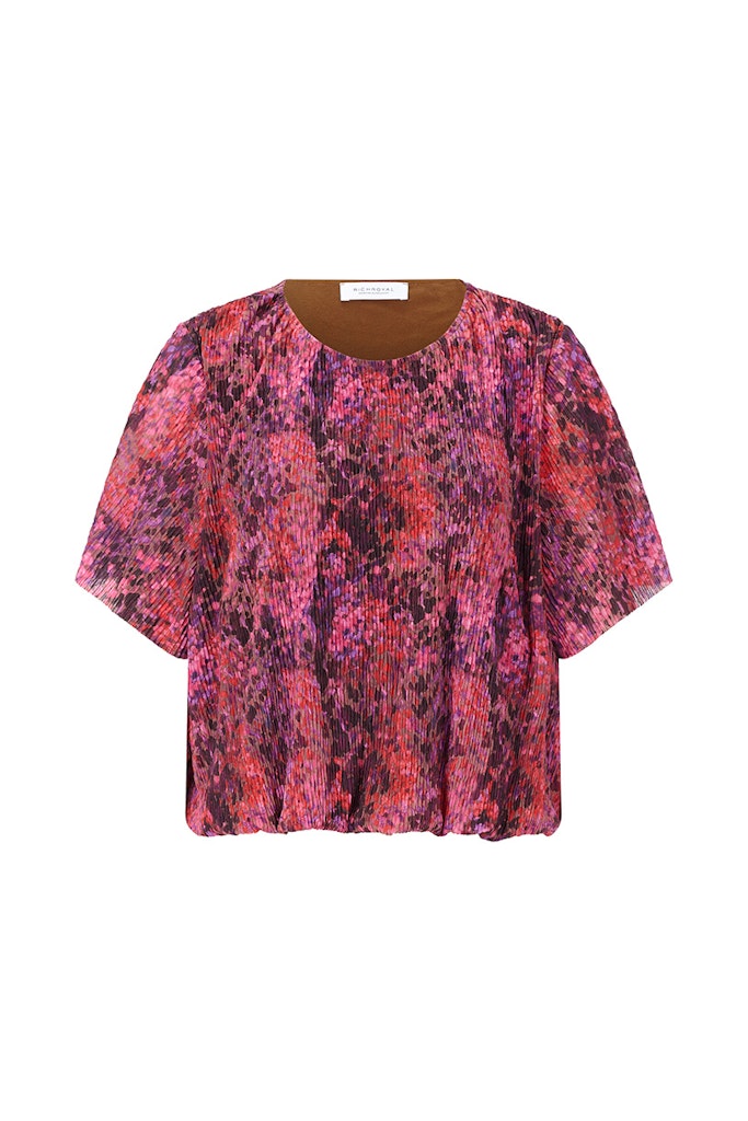 Rich & Royal Dot Print Crinkle T-Shirt in Mulberry