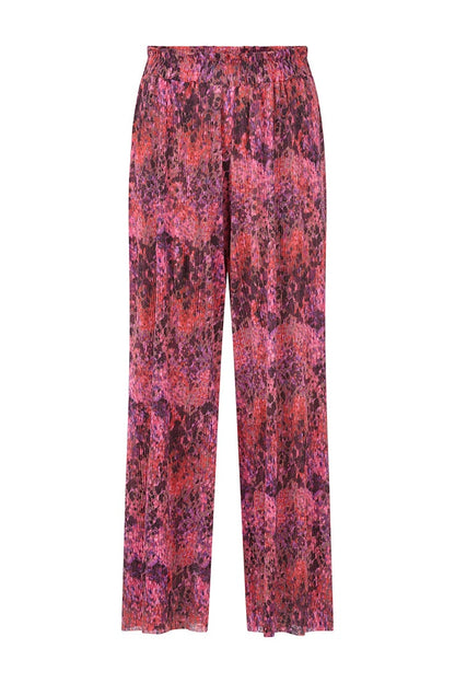 Rich & Royal Dot Print Crinkled Pants in Mulberry