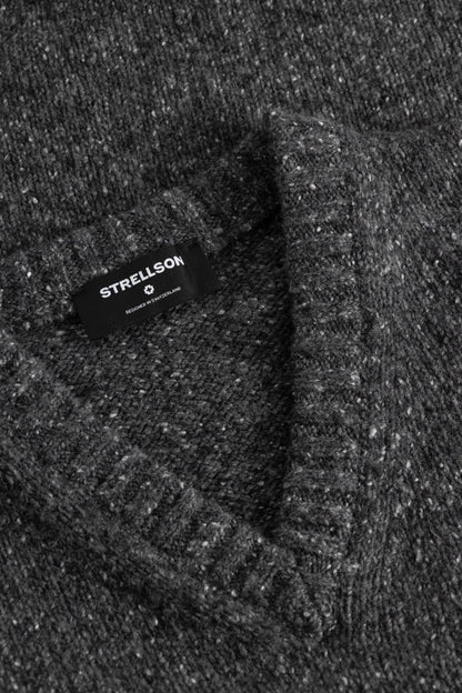 Strellson Strickpullover Doro-V Dunkelgrau – Herren Knitwear aus Wolle