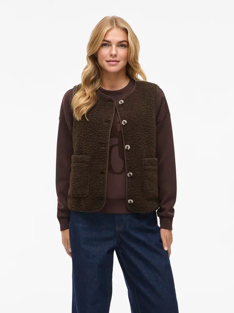 Vila Teddy-Weste Viada in der Farbe Coffee Bean