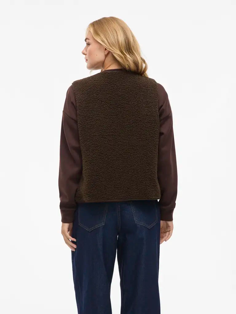 Vila Teddy-Weste Viada in der Farbe Coffee Bean