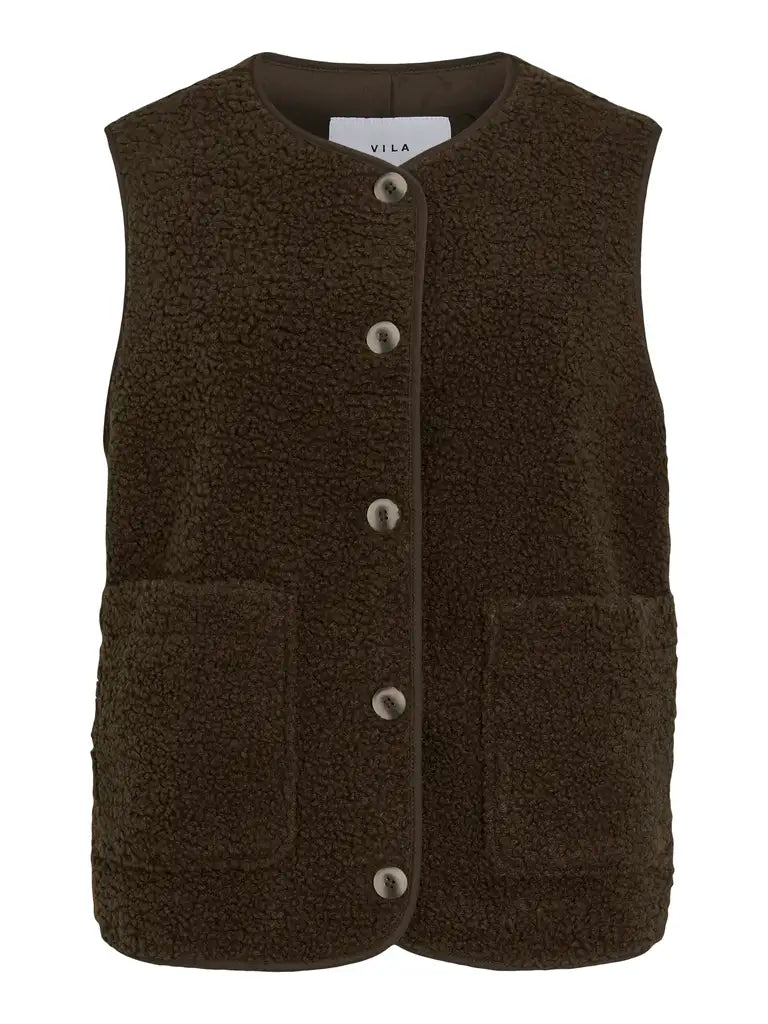 Vila Teddy-Weste Viada in der Farbe Coffee Bean