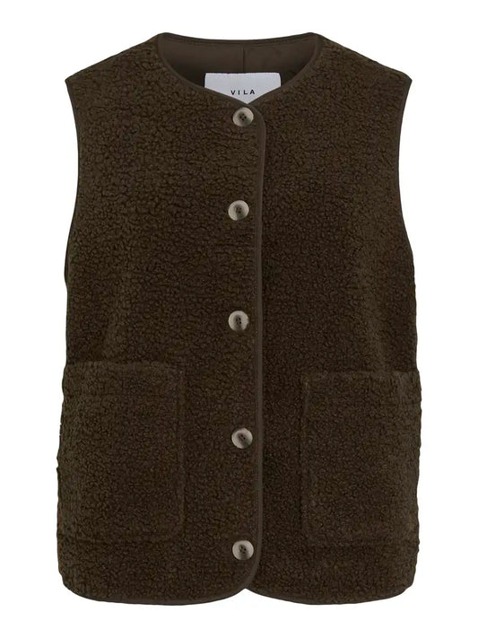 Vila Teddy-Weste Viada in der Farbe Coffee Bean
