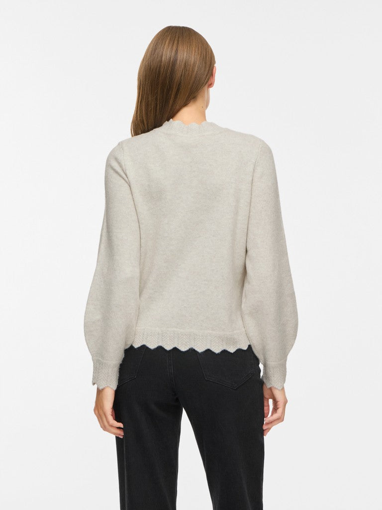 Vila Pullover Rundhals Langarm Strick Top Super Light Natural Melan