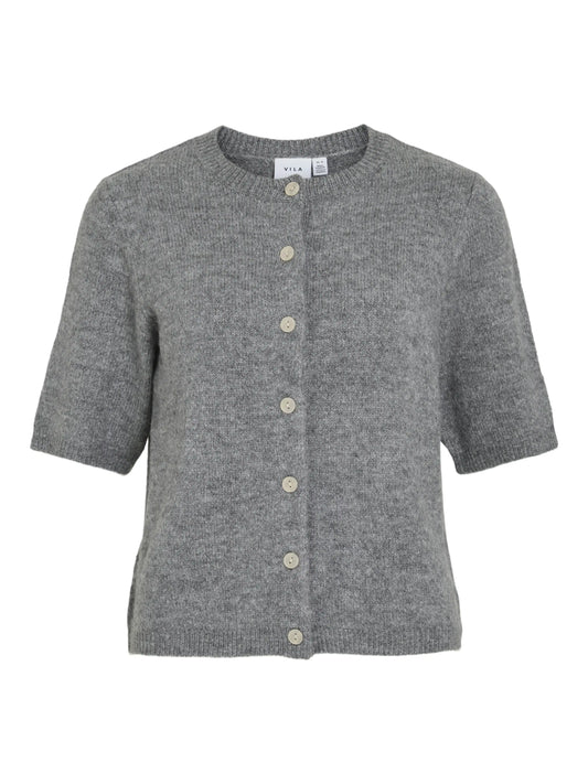 Vila Vidainty Kurzarm-Cardigan in der Farbe Medium Grey Melange