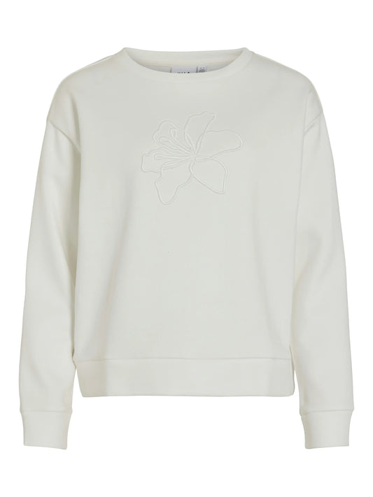 Vila Pullover Vifridea Flowers EMB O-Neck L/S in der Farbe Snow White