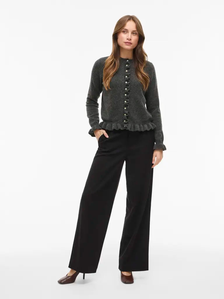 Vila Cardigan VIJACIA O-NECK in der Farbe Medium Grey Melange