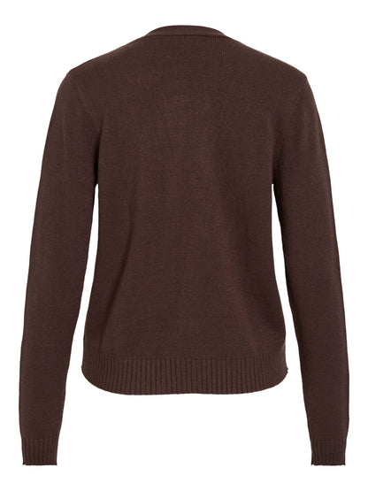 Vila Strickjacke Viril Kurz Langarm Strick Cardigan Coffee Bean