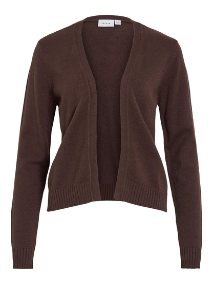Vila Strickjacke Viril Kurz Langarm Strick Cardigan Coffee Bean