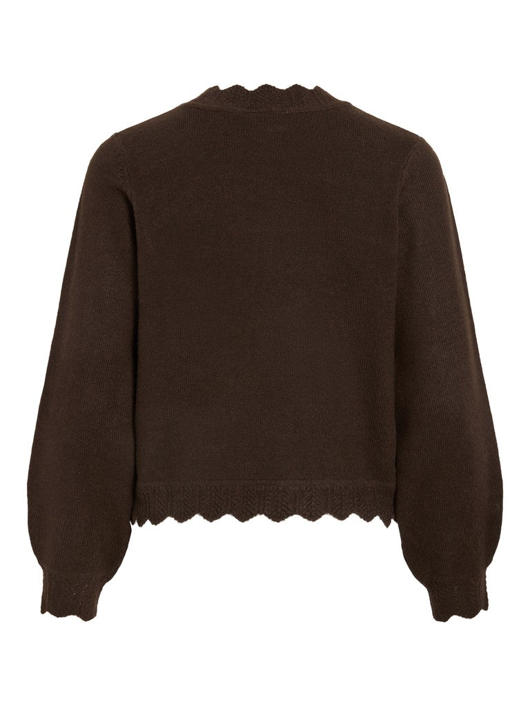 Vila Pullover Rundhals Langarm Strick Top Coffee Bean Melange