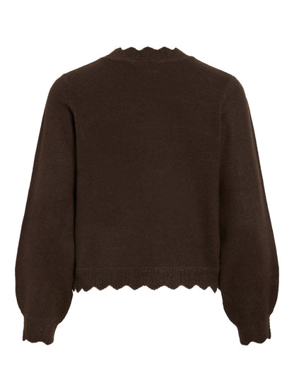 Vila Pullover Rundhals Langarm Strick Top Coffee Bean Melange