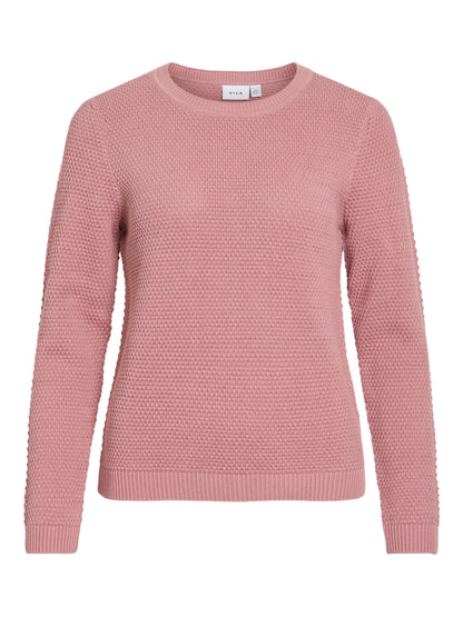 Vila Pullover Rundhals Langarm Strick Top Nostalgia Rose
