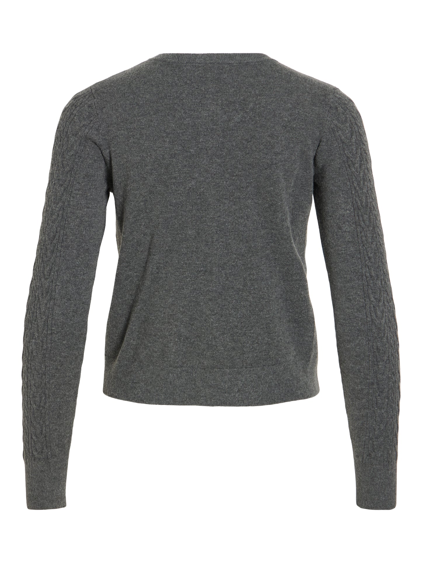 Vila Strickjacke Zopfmuster Langarm Strick Cardigan Dark Grey Melange