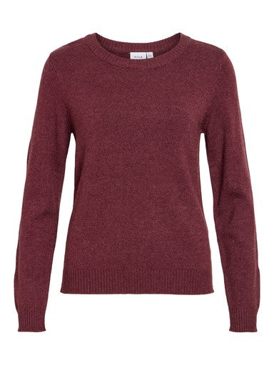 Vila Pullover Rundhals Langarm Strick Top Port Royale Dark Melange