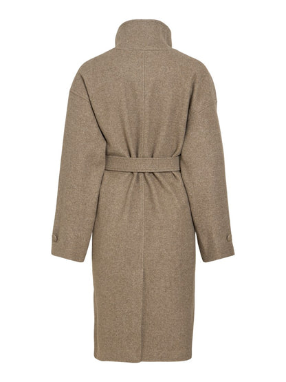 Vila Langer Mantel L/S Coat in Dark Natural Melange