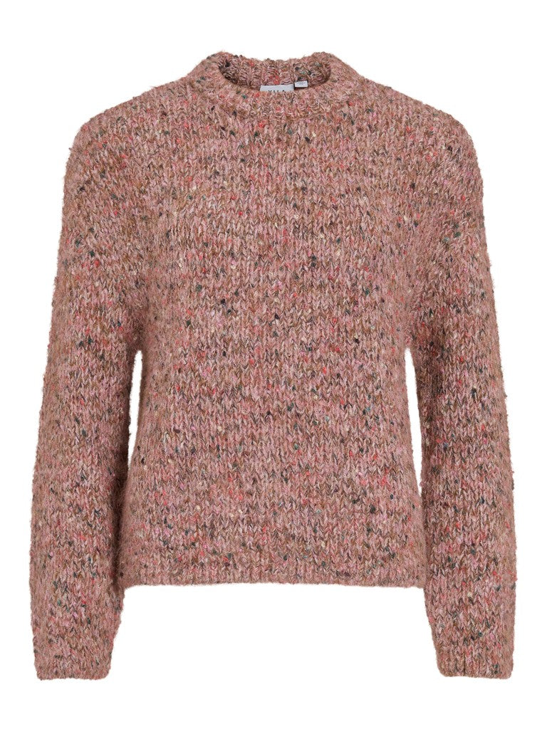 Vila Strickshirt Rundhals Langarm Strick Top Nostalgia Rose Multi