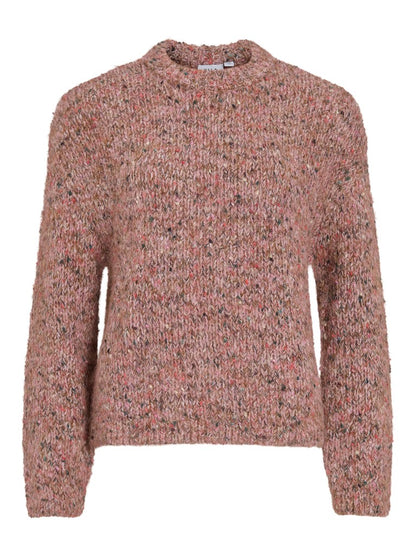 Vila Strickshirt Rundhals Langarm Strick Top Nostalgia Rose Multi
