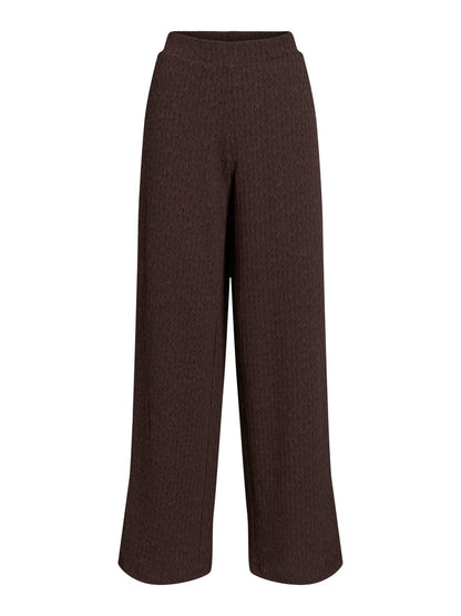 Vila Hose High-Waist Weite Coffee Bean Melange
