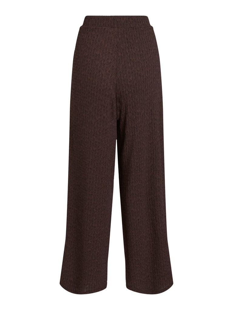Vila Hose High-Waist Weite Coffee Bean Melange
