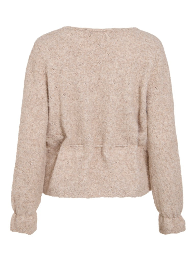Vila Strickpullover V-Ausschnitt Vichamblin in Natural Melange